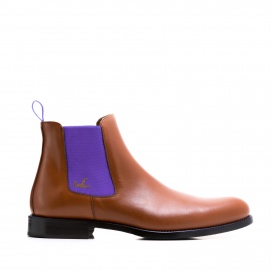 Serfan Chelsea Boot Women Calf Leather Cognac Purple