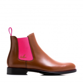 Serfan Chelsea Boot Women Calf leather Cognac Pink